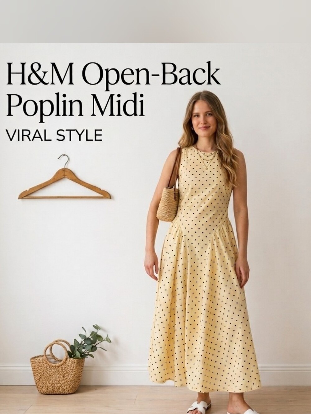 NWT H&M Open-Back Polka Dot Poplin Dress L SOLD OUT